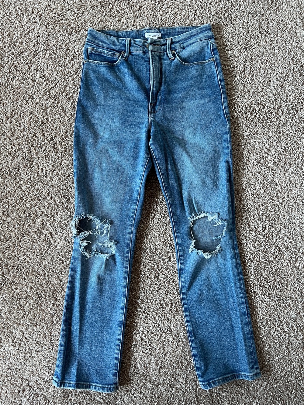 Good American Women’s Distressed Blue Denim Jeans